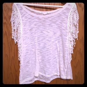 Cream Fringe Shirt